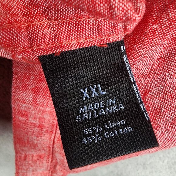 Mens Marc Anthony Red Linen Blend Shirt Button Down Slim Fit Short Sleeve XXL - Picture 5 of 9